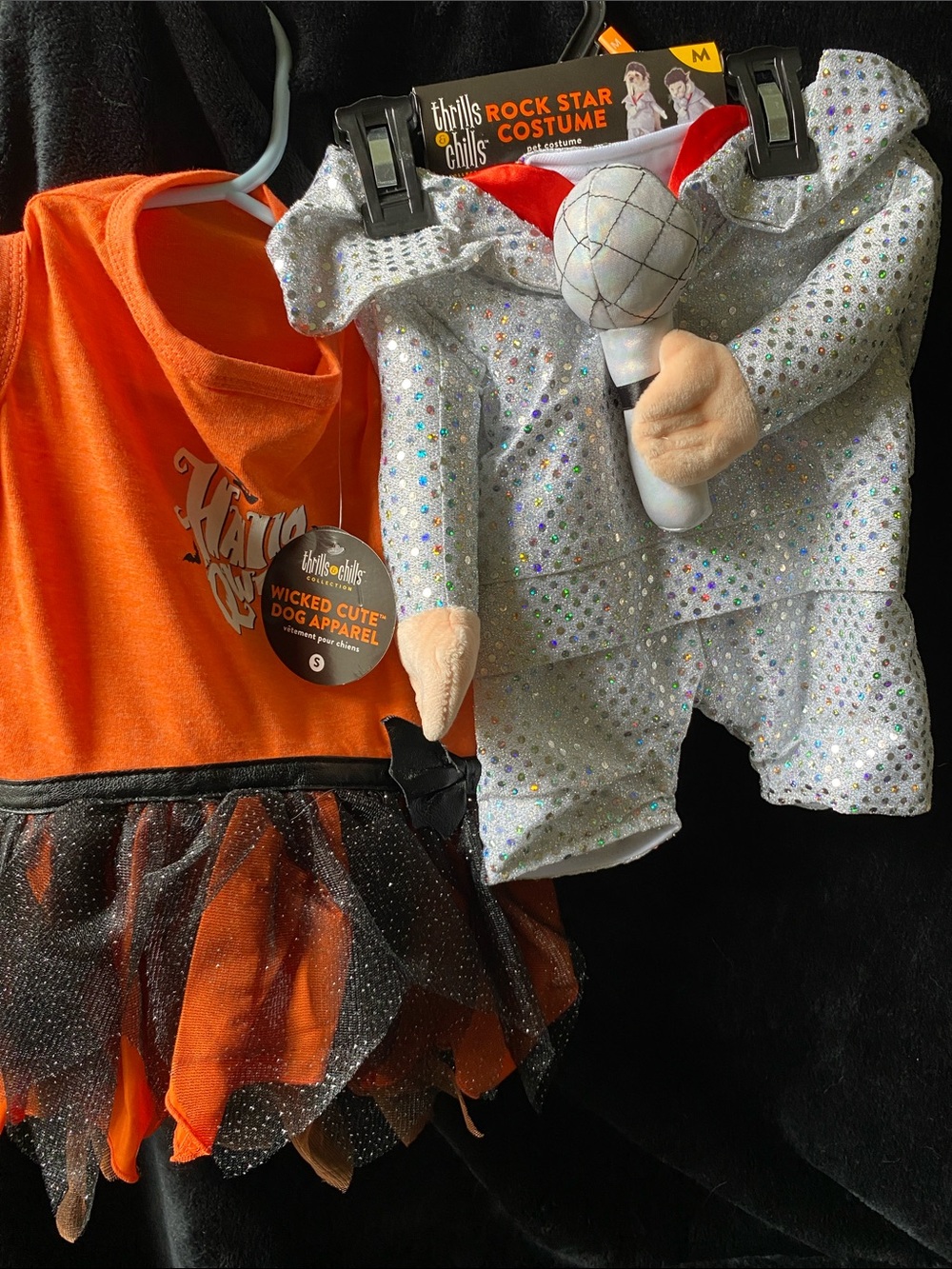 Two Doggie Costumes Halloween Qween small and Rock Star medium